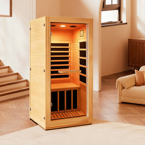 1-Person Far-Infrared Sauna Room | 5 Heating Plates, 10-Color LED, Home Ready