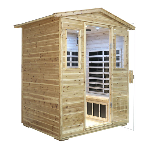 4-Person Outdoor Far-Infrared Sauna | Old Fir Wood, Weatherproof, Bluetooth & LED