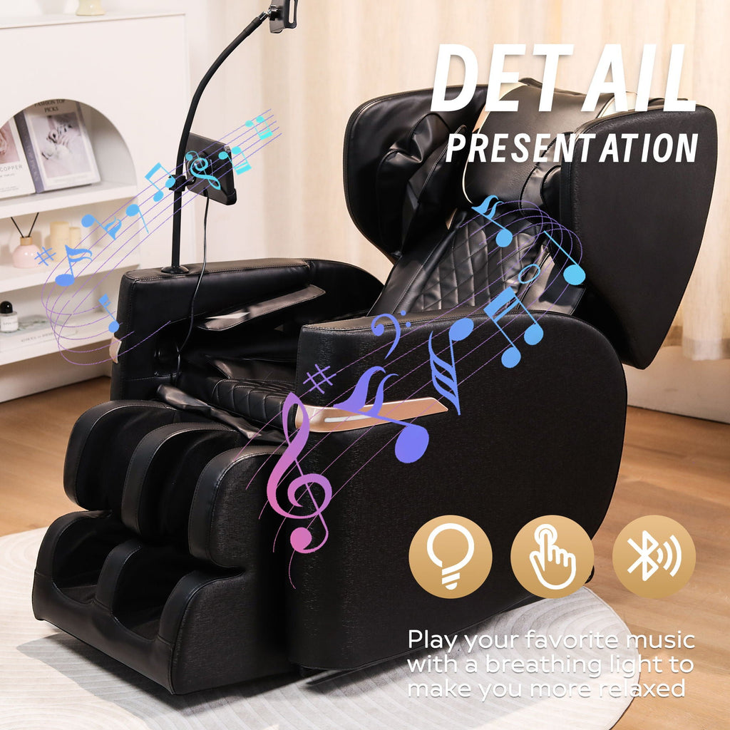 Massage Chair Recliner With Zero Gravity And Full Body Air Pressure - Black